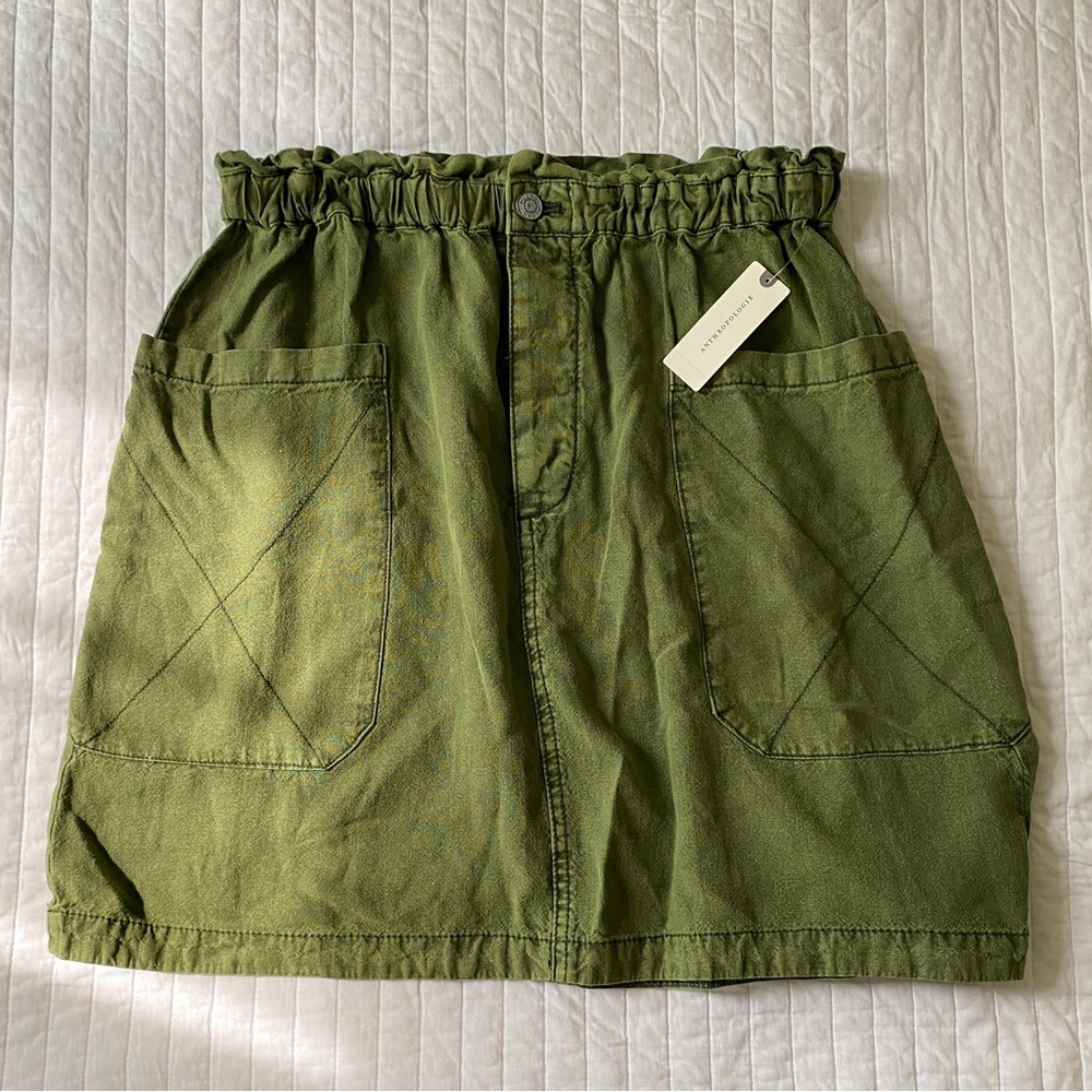 Anthropologie Pilcro - Green Paperbag Mini Skirt - Size Large